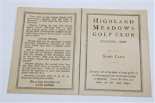1941 Highland Meadows Golf Club of Ohio Course Record '64' Scorecard - Rod Munday Collection
