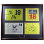 Complete Tiger Woods Signed 'Tiger Slam' Flag Set - Deluxe Framed FULL JSA#XX59202