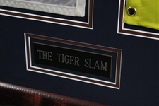 Complete Tiger Woods Signed 'Tiger Slam' Flag Set - Deluxe Framed FULL JSA#XX59202