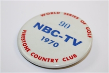 1970 World Series of Golf at Firestone CC NC-TV Badge #90 - Jack Nicklaus Win