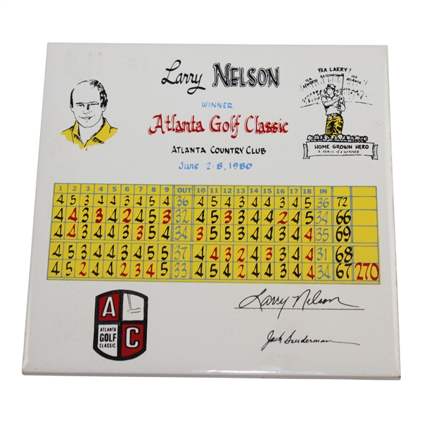 1980 Atlanta Golf Classic at Atlanta Country Club Trivet - Larry Nelson Scorecard 'Home Grown Hero'