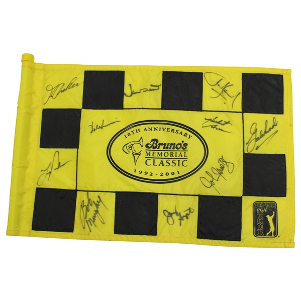 Multi-Signed Brunos Memorial Classic 1992-2001 10th Ann. Course Flag JSA ALOA