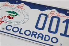 Big 3 Palmer Nicklaus Player Signed 1993 Us Senior Open Co License Plate JSA ALOA
