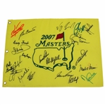 Big 3 Palmer, Nicklaus & Player w/19 others Signed 2007 Masters Embroidered Flag JSA ALOA