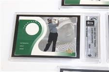 Four (4) 2001 Upper Deck Tour Threads Slabbed/Graded Golf Cards - Leonard x2) & Joe Durant (x2)