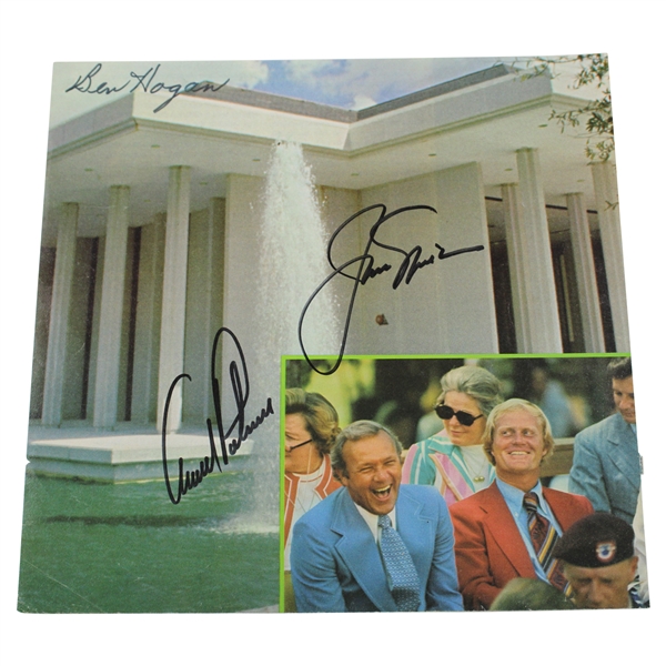 Palmer, Nicklaus, and Hogan Signed World Golf Hall of Fame Magazine Page JSA ALOA