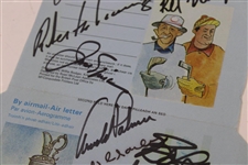 Arnie, Nicklaus & Ten (10) other OPEN Champs Signed St Andrews Envelope JSA ALOA