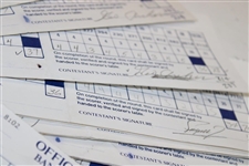 One-Hundred (100) 1989 Bank of Boston Classic official Used Scorecards - 8 Major Winners