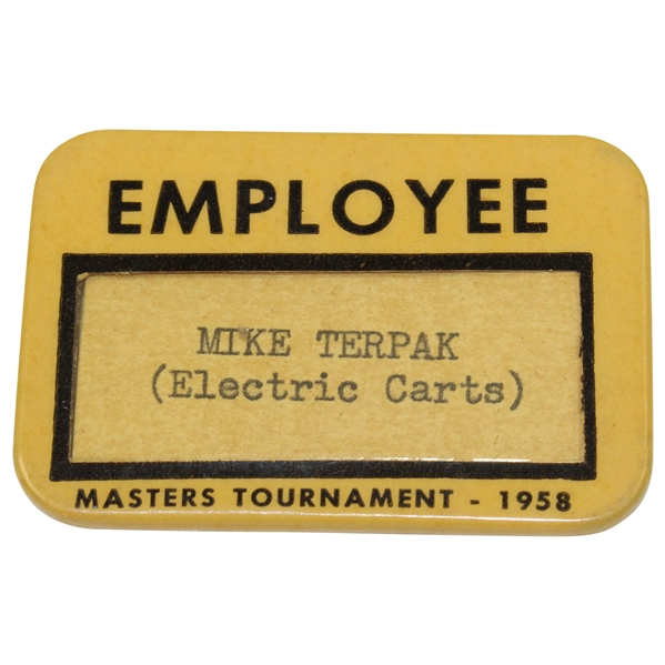 1958 Masters Tournament Employee Badge - Mike Terpak