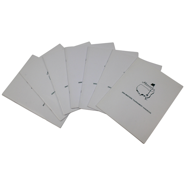 Eight (8) Masters Tournament Handbooks - Each with Safety Emergency Reporting Security Cards