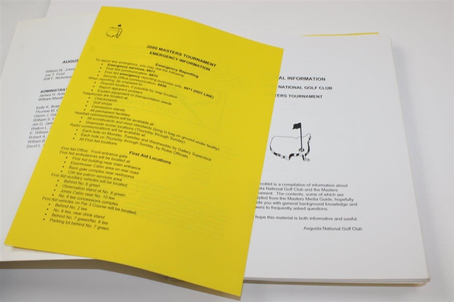 Four (4) Augusta National GC General Info Booklets with 2002 Masters Emergency Manual