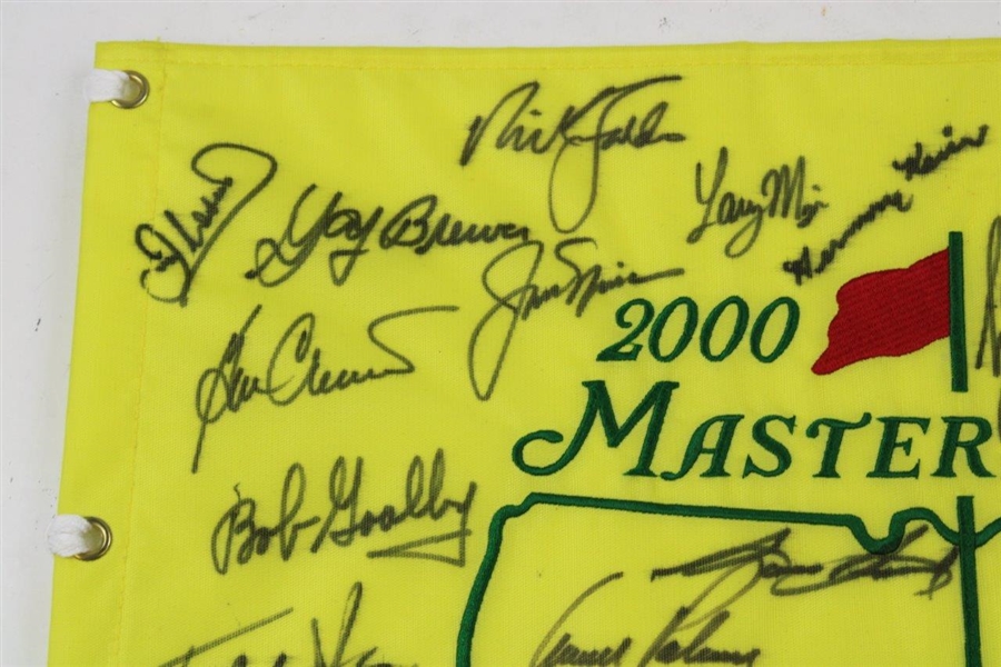 Tiger, Jack, Seve, Palmer, Nelson & 24 others Signed 2000 Masters Embroidered Flag JSA ALOA