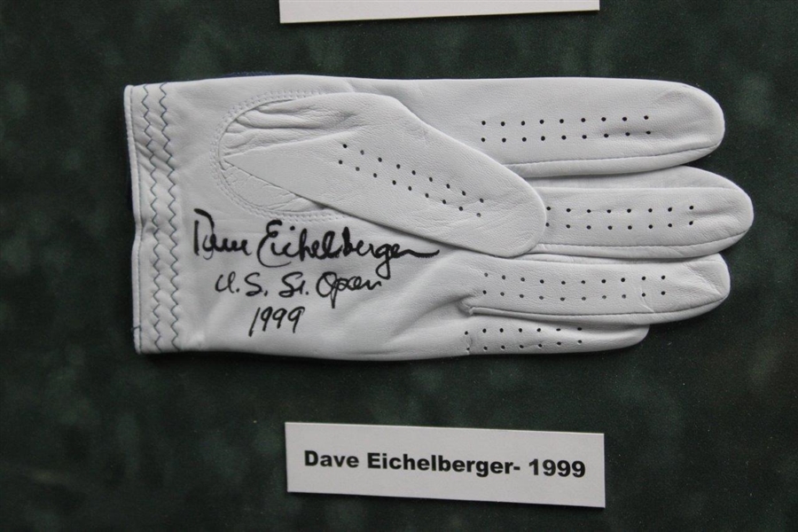 Ten (10) Signed Golf Gloves Display - 1990-1999 US Sr. Open Championship Winners - Framed JSA ALOA
