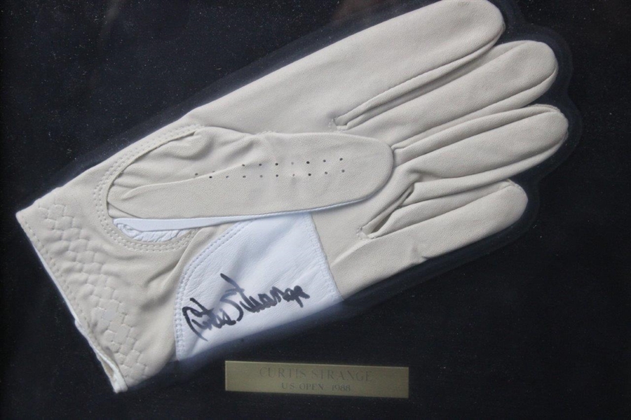 Seve, Strange, Sluman & Lyle Signed Golf Gloves Display - 1988 Major Champs - Framed JSA ALOA