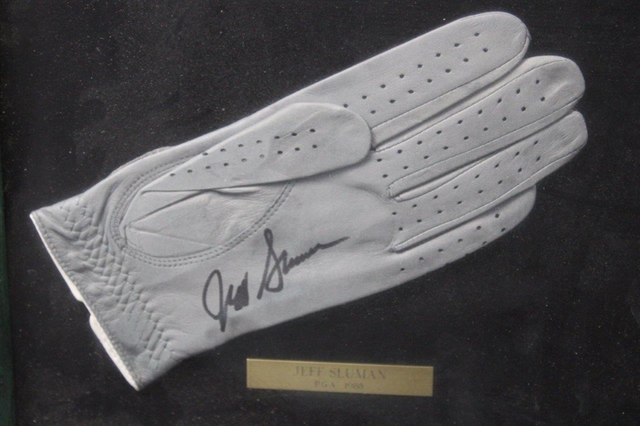 Seve, Strange, Sluman & Lyle Signed Golf Gloves Display - 1988 Major Champs - Framed JSA ALOA
