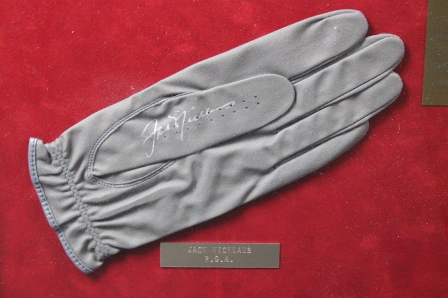 Nicklaus, Miller, Weiskopf & Aaron Signed Golf Gloves Display - 1973 Major Champs - Framed JSA ALOA