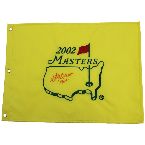 Gay Brewer Signed 2002 Masters Embroidered Flag with 1967 JSA ALOA