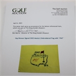 Gay Brewer Signed 2002 Masters Embroidered Flag with '1967' JSA ALOA