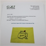 Jack Burke Signed 2001 Masters Embroidered Flag JSA ALOA