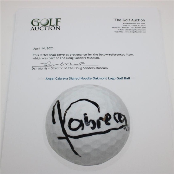 Angel Cabrera Signed Noodle Oakmont Logo Golf Ball JSA ALOA