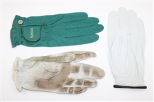 Big 3' Palmer, Nicklaus & Player Signed LH White/White/Green Golf Gloves JSA ALOA