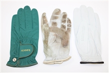 Big 3' Palmer, Nicklaus & Player Signed LH White/White/Green Golf Gloves JSA ALOA