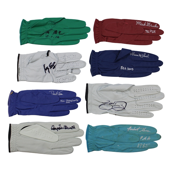Yang, Finsterwald, Green & Five (5) other PGA Championship Winners Signed Gloves JSA ALOA
