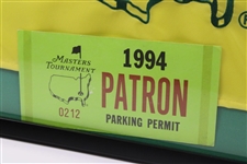 Masters Collage With Undated Flag, 1998 & 1999 Badges & 1994 Parking Permit - Framed