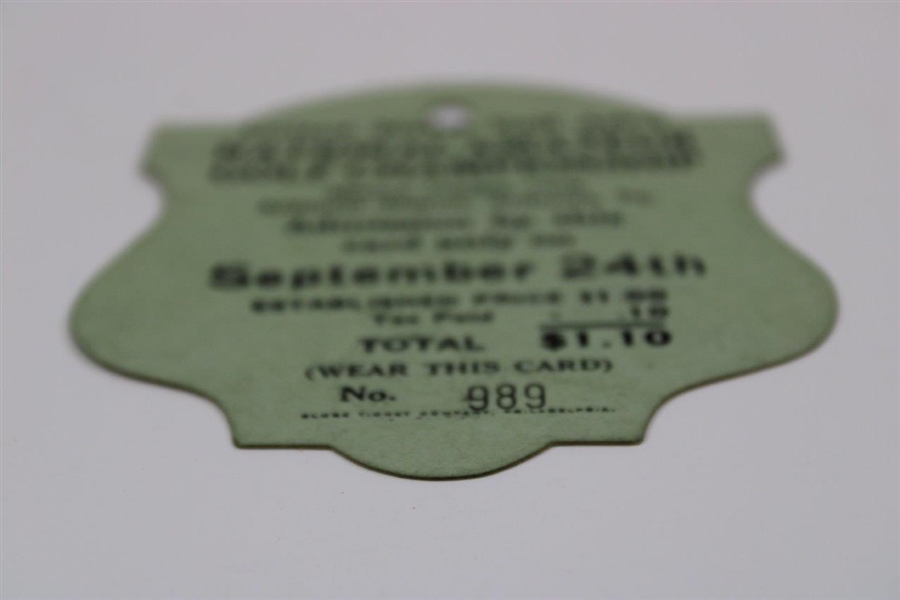 1924 US Amateur at Merion Golf Club Ticket #989 - Bobby Jones' First Amateur Win