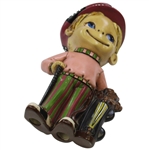 Classic 1971 Hand Painted Atlantic Mold Co. Smiling Ceramic Golfer Statue w/Clubs