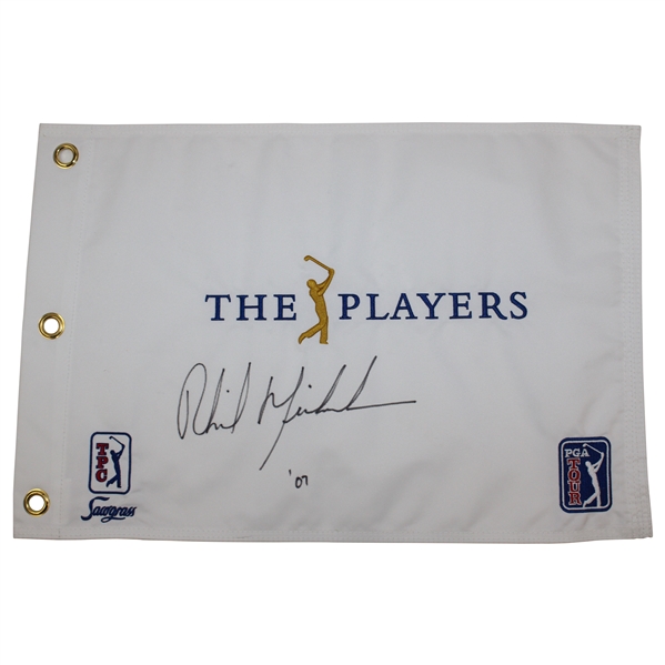 Phil Mickelson Signed The Players Embroidered TPC Sawgrass Flag w/07 JSA ALOA