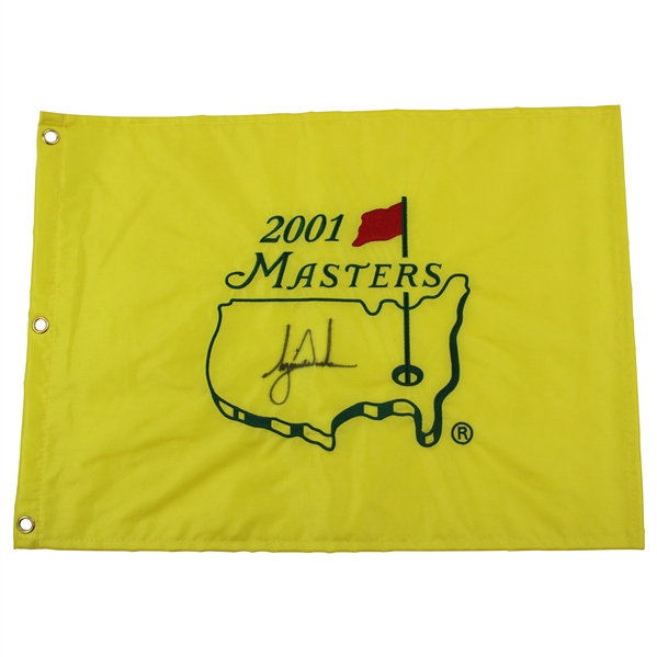 Tiger Woods Signed 2001 Masters Embroidered Flag JSA ALOA