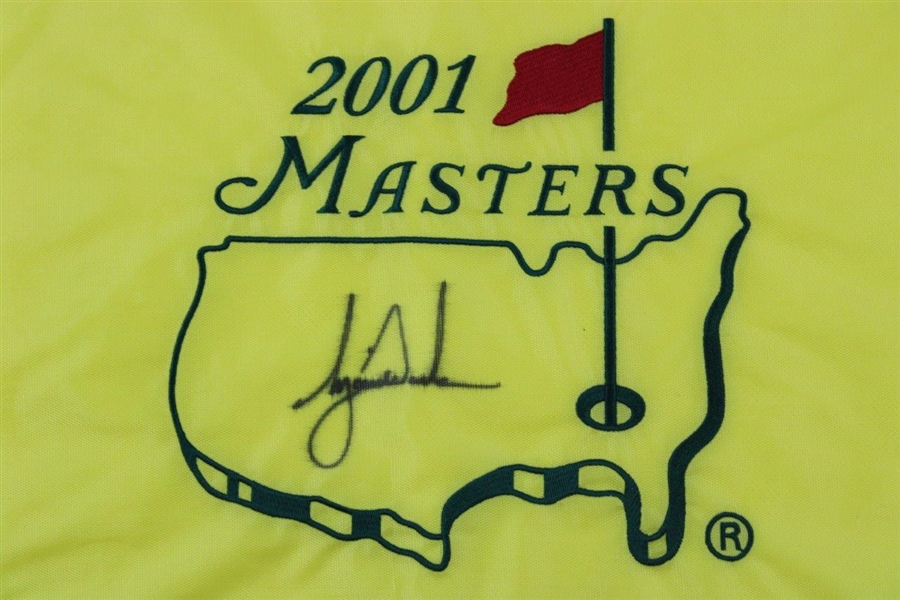 Tiger Woods Signed 2001 Masters Embroidered Flag JSA ALOA