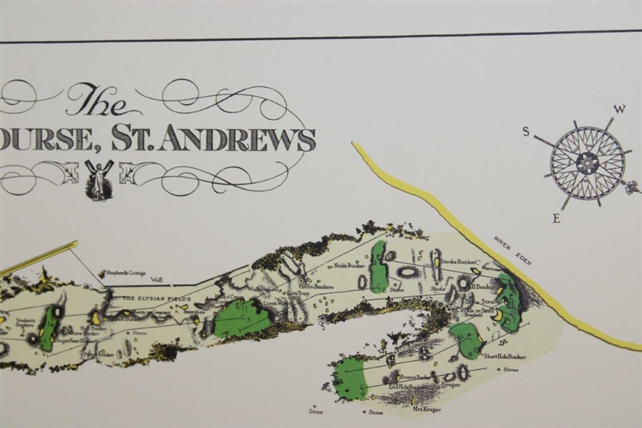 Tiger Woods Signed St Andrews Old Course Layout Print by Alister Mackenzie JSA ALOA