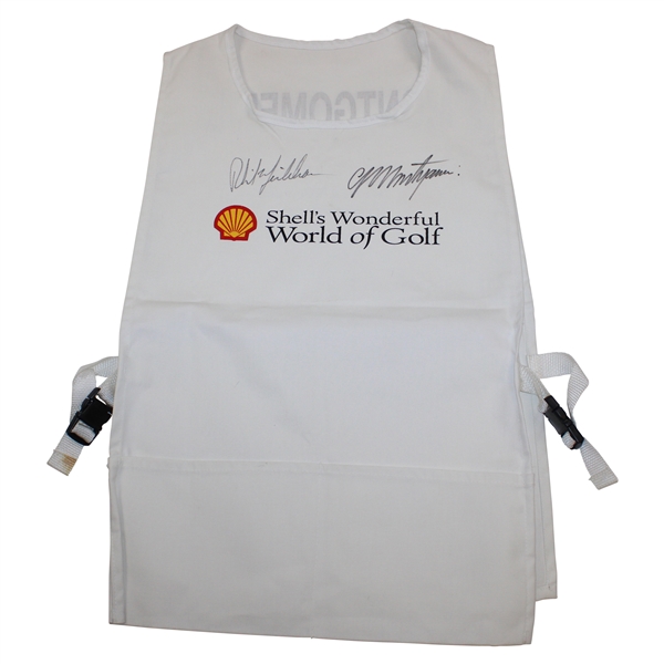 Mickelson & Montgomerie Signed Montgomeries 1997 Shells Wonderful World of Golf Caddy Bib JSA ALOA