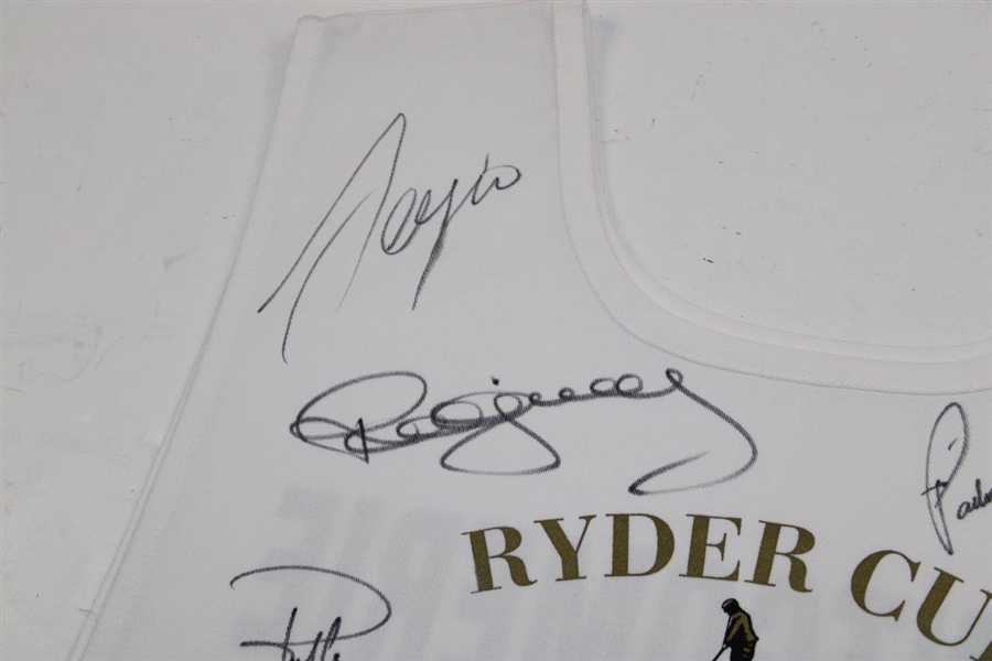 Colin Montgomerie's 2004 Ryder Cup at Oakland Hills Team Europe Signed Caddy Bib JSA ALOA