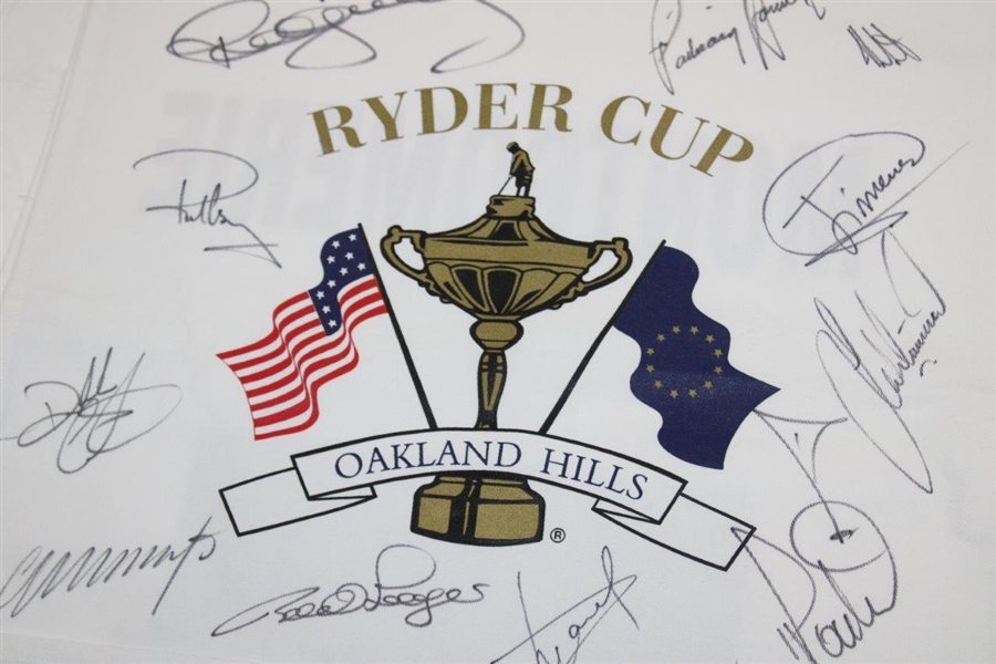 Colin Montgomerie's 2004 Ryder Cup at Oakland Hills Team Europe Signed Caddy Bib JSA ALOA
