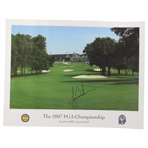 Tiger Woods Signed 2007 PGA Championship at Southern Hills CC Poster JSA ALOA