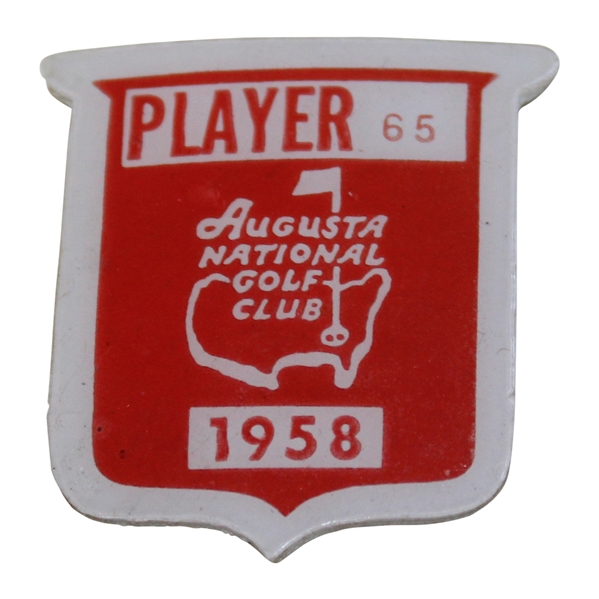Tommy Bolt's 1958 Masters Tournament Official Contestant Badge #65
