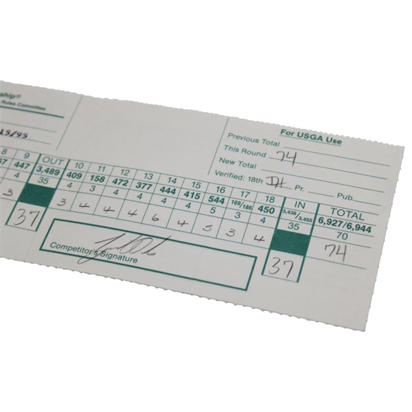 Tiger Woods' US OPEN Debut 1995 1st Round Official Used U.S.G.A. Scorecard