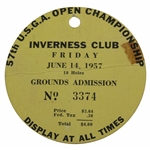 1957 US Open at Inverness Club Ticket #3374