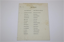 Gay Brewer's 1973 Ryder Cup at Muirfield Dinner Menu