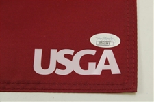 Viktor Hovland Signed 2018 US Amateur at Pebble Reach Red Screen Flag JSA #DD51565