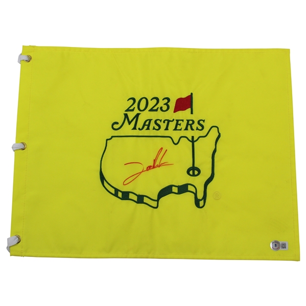 Jon Rahm Signed 2023 Masters Embroidered Flag BECKETT #BH70448