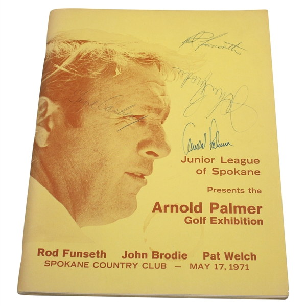 Arnold Palmer & others Signed 1971 Golf Exhibition Program Spokane Country Club JSA ALOA