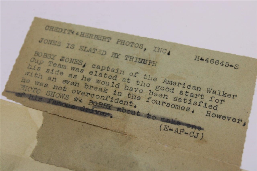 Bobby Jones 'Elated by Triumph' as Walker Cup Team Captain Herbert Photos, Inc. Photo