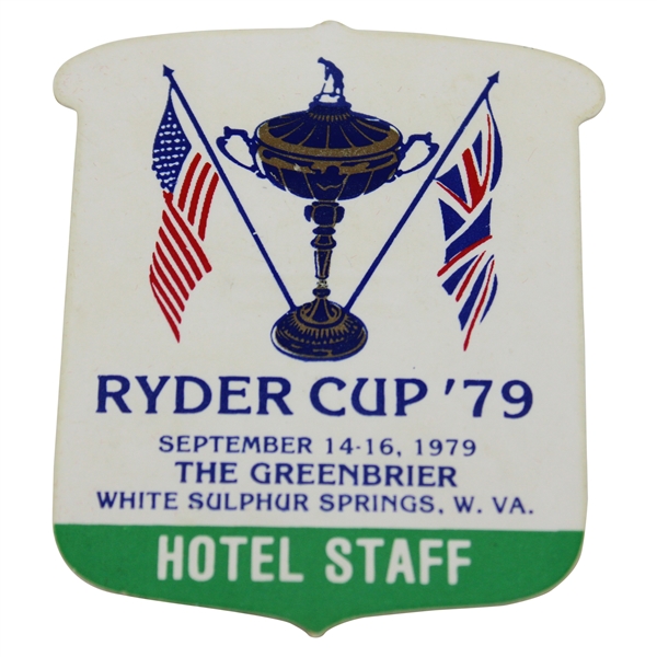 1979 Ryder Cup Matches at The Greenbrier G.C. Hotel Staff Badge