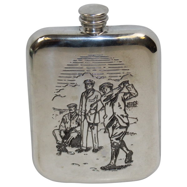 Flask With 3 Golfers Engraved On The Front