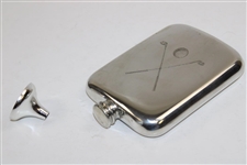 Lahinch Golf Club Square Sporting Fine English Pewter Flask w/Funnel in Original Box