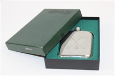 Lahinch Golf Club Square Sporting Fine English Pewter Flask w/Funnel in Original Box